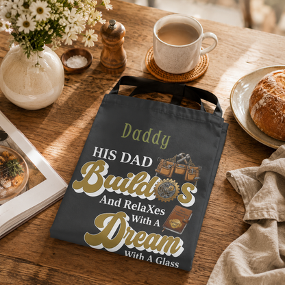 This Dad Builds Dreams & Relaxes With a Glass Apron – Funny BBQ Apron Gift for Dad