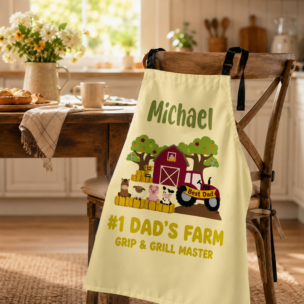 #1 Dad’s Farm Grip & Grill Master Apron – Funny BBQ Cooking Gift for Dad