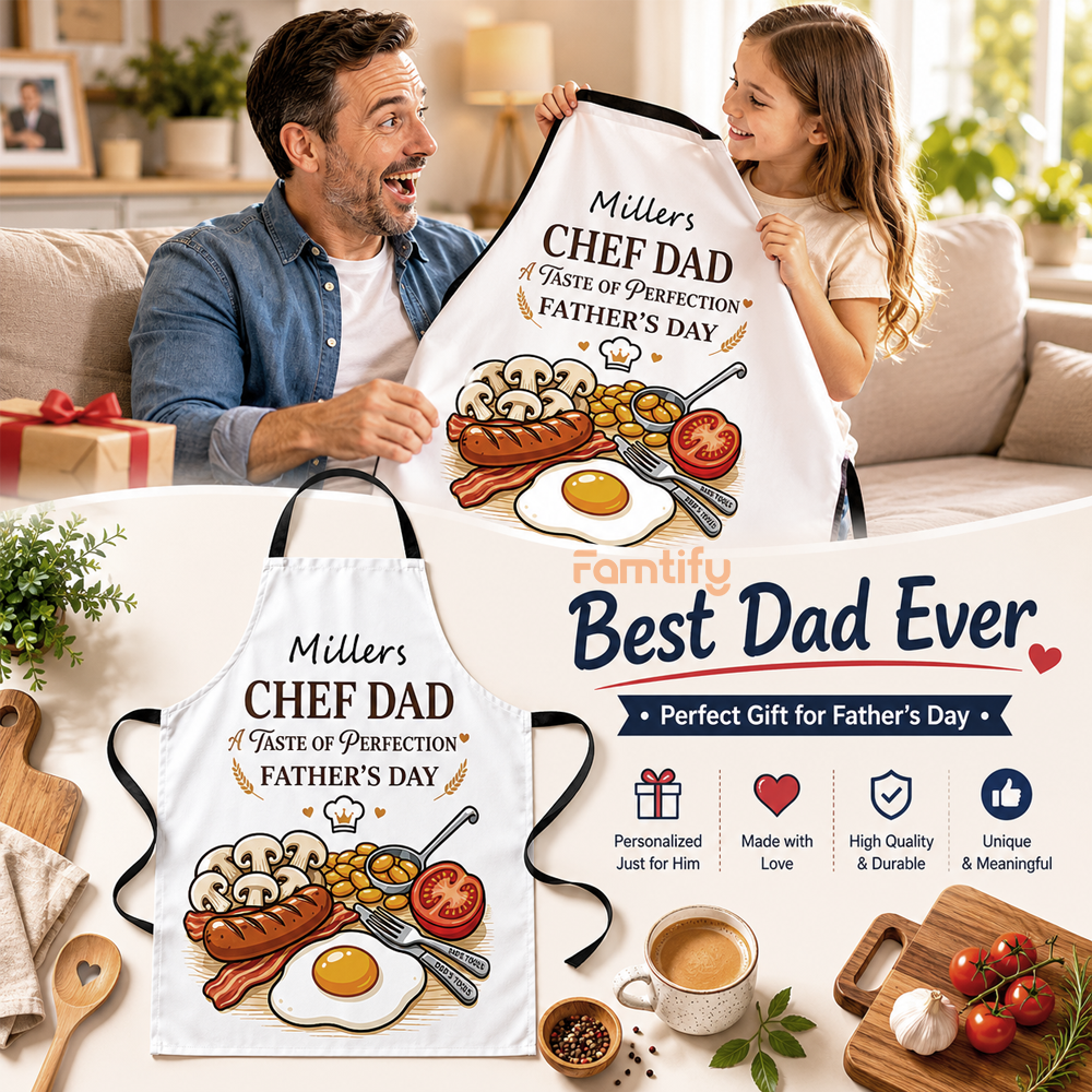 Chef Dad A Taste of Perfection Father’s Day Apron – Funny BBQ Cooking Gift for Dad