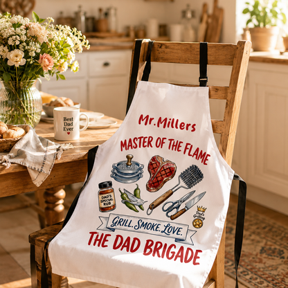 Master of the Flame Apron – Funny BBQ Grill Master Gift for Dad