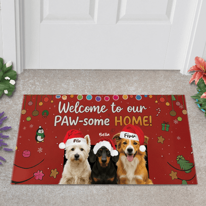 Welcome To Our Paw-Some Home! - Personalized Doormat
