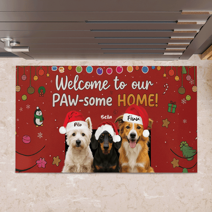 Welcome To Our Paw-Some Home! - Personalized Doormat