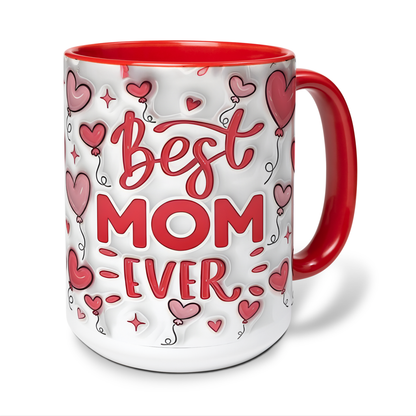 Best Mom Ever – Meaningful Mother’s Day Gift for Mom – Personalized 3D Effect Accent Mug