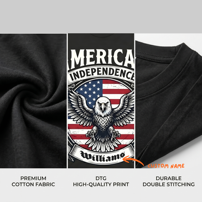Personalized American Independence Eagle T-Shirt – USA 250 Years Anniversary 1776–2026 Patriotic Shirt