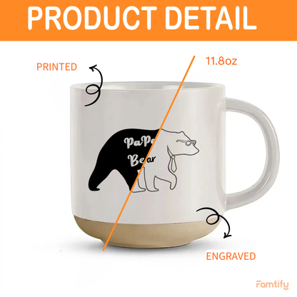 Papa Bear Clay Mug – Father’s Day Gift for Dad, Cute Family Coffee Mug