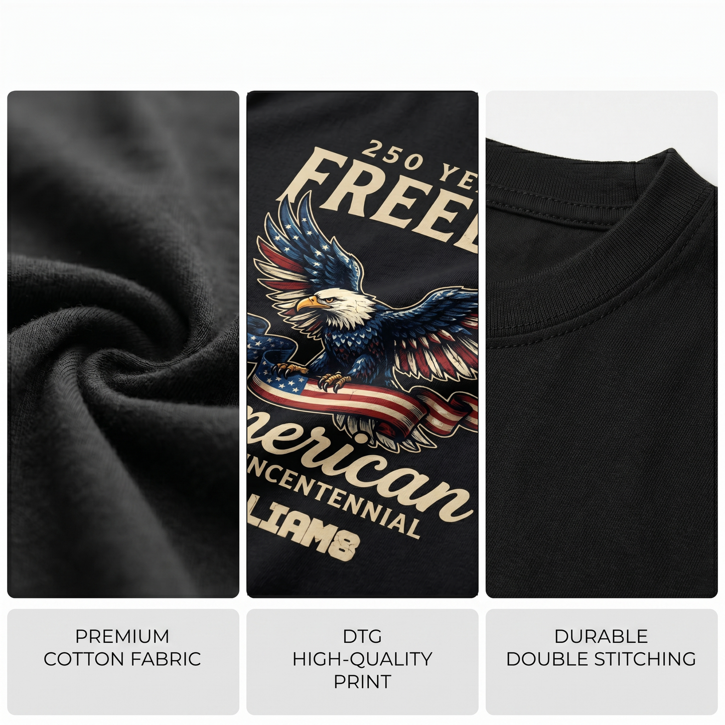 250 Years of Freedom American Shirt – Patriotic Eagle Semiquincentennial 1776–2026 Personalized Name Tee