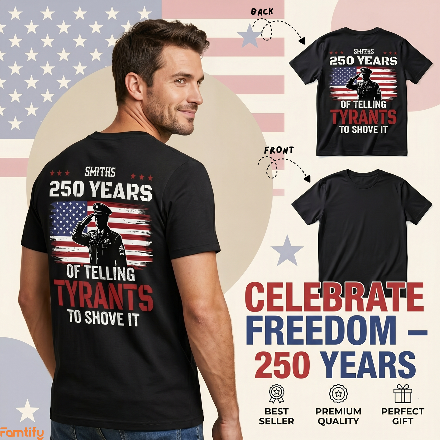 250 Years USA 250th Anniversary America Celebration Back Side Shirt
