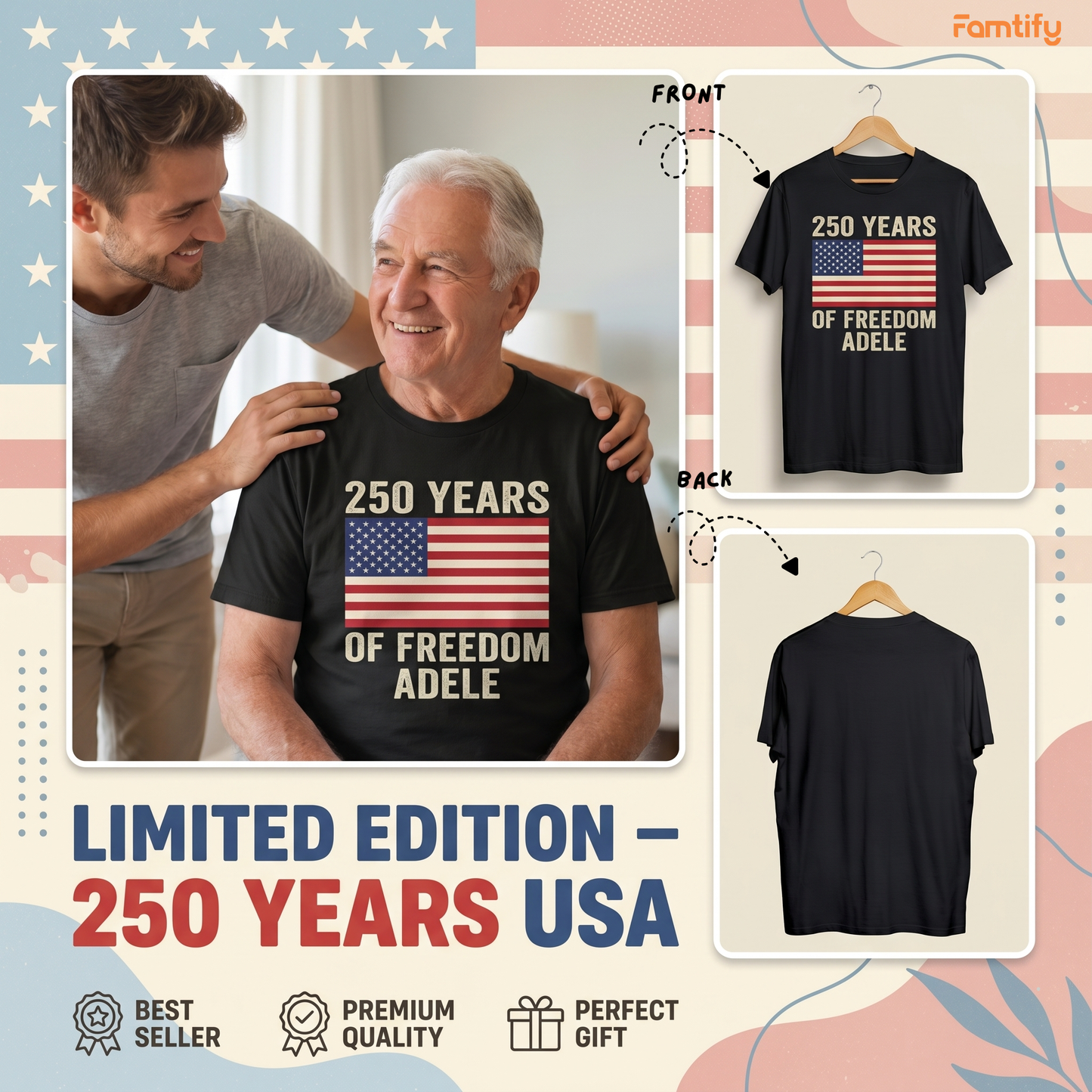 250 Years USA Of Freedom Backside Shirt