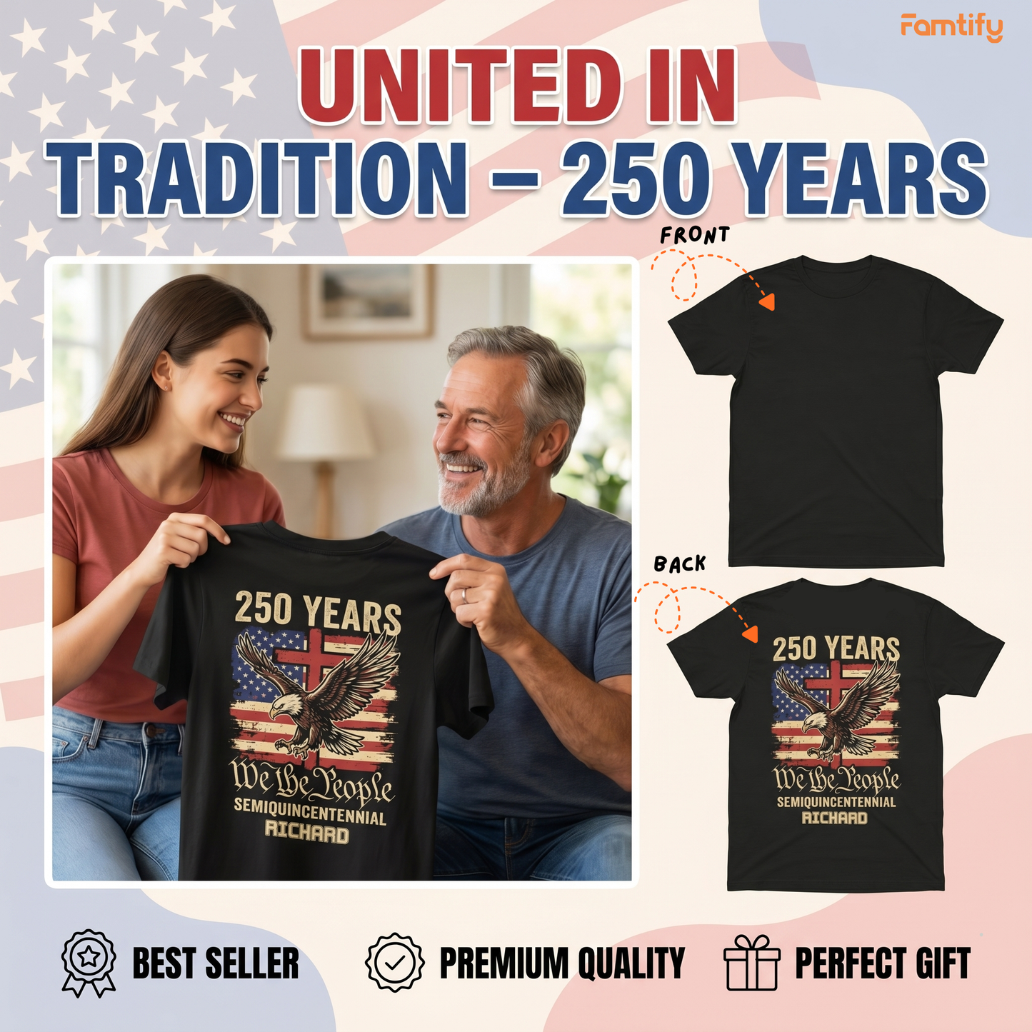 250 Years We The People Patriot Backside Shirt