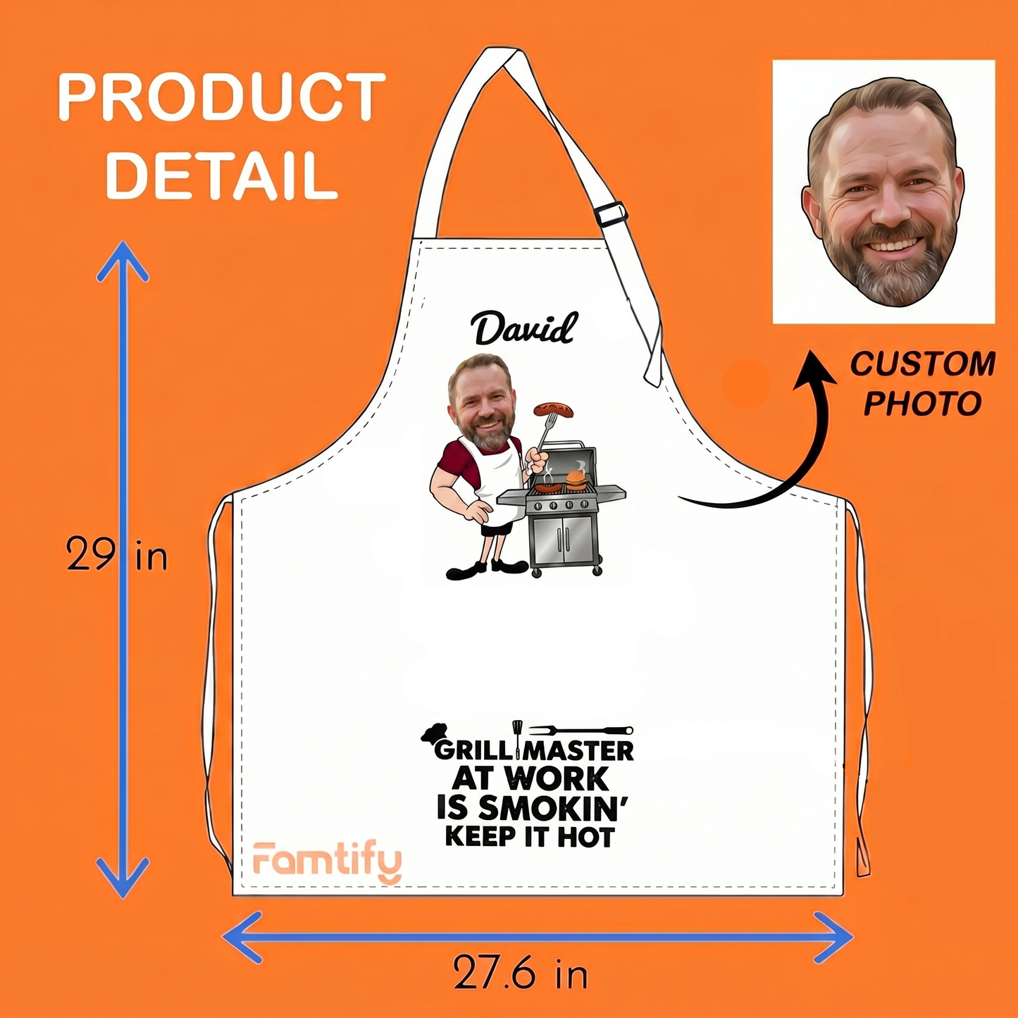 Personalized Grill Master Apron for Dad – Custom Photo & Name BBQ Father’s Day Gift