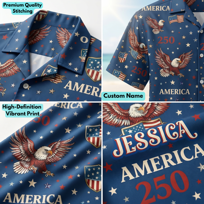 Celebrate America's 250th Anniversary Personalized Patriotic Hawaiian Shirt