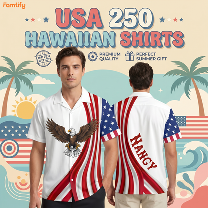 Custom Name Faith, Family & Freedom America 250 Years Hawaii Shirt