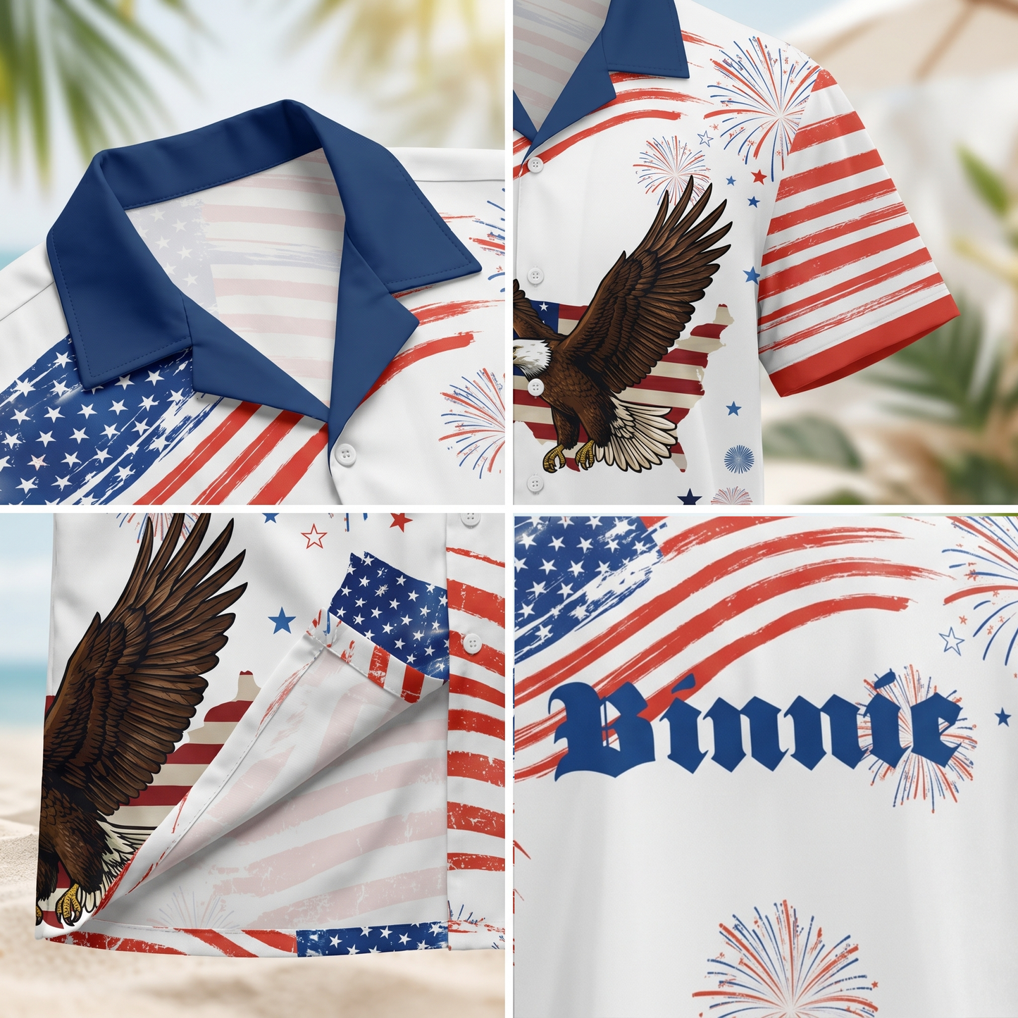 Custom Name Patriotic 250th Anniversary God Bless America Eagle Hawaii Shirt