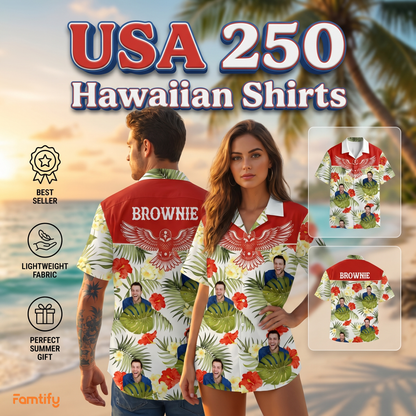 Custom Photo Faith, Family & Freedom 1776 - 2026 Hawaii Shirt