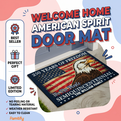Semiquincentennial Eagle American Flag Doormat - USA 250th Anniversary Welcome Mat