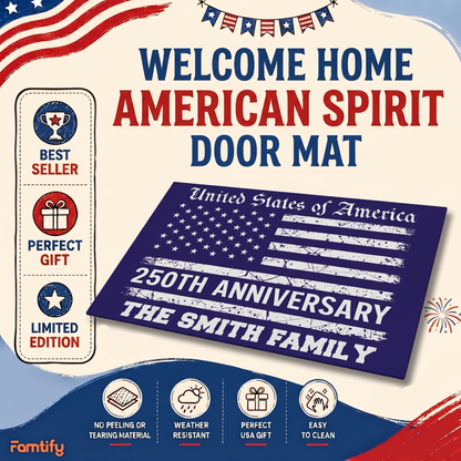 USA 250th Anniversary Doormat 1776-2026 Patriotic Welcome Mat
