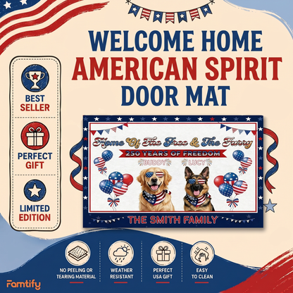 Personalized Dog Lover Doormat - Home of the Free & the Furry 1776-2026