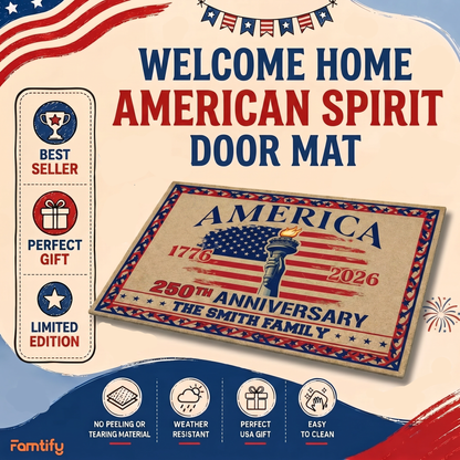 Custom Family Name 250th Anniversary America Welcome Rug