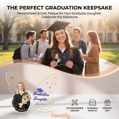 Personalized Graduation Daughter Butterfly Acrylic Plaque – Custom Photo Keepsake