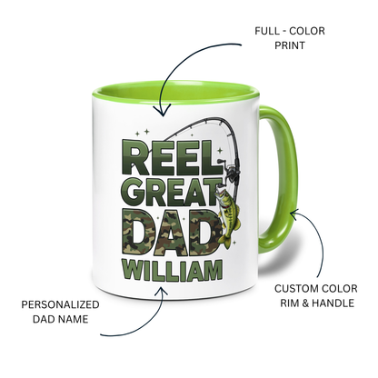 Personalized Fishing Mug for Dad – Real Great Dad Custom Name Coffee Mug