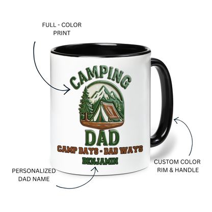 Personalized Camping Mug for Dad – Custom Name Coffee Mug Gift for Father