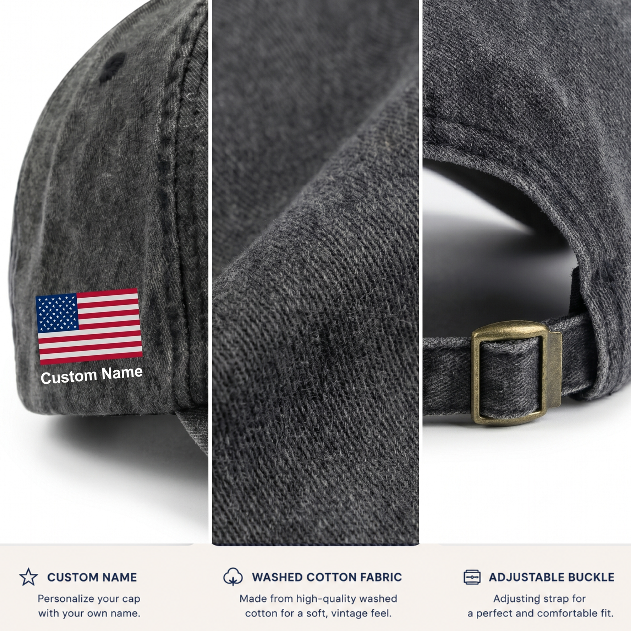 America 250 Years Happy 250th Birthday USA Washed Denim Baseball Cap