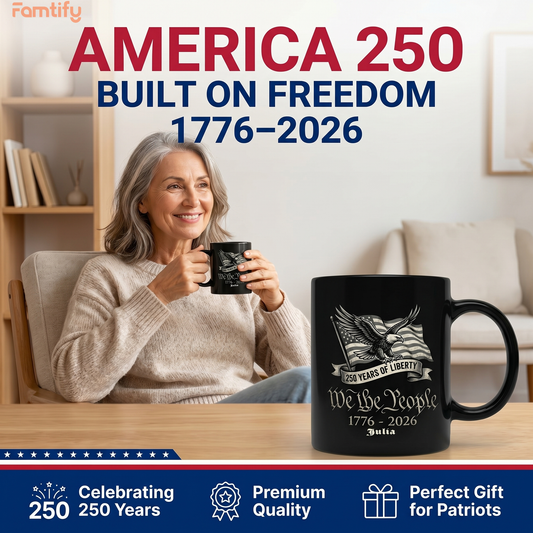 250 Years of Liberty We The People Personalized Black Mug - Custom Name American Eagle 1776-2026 Mug