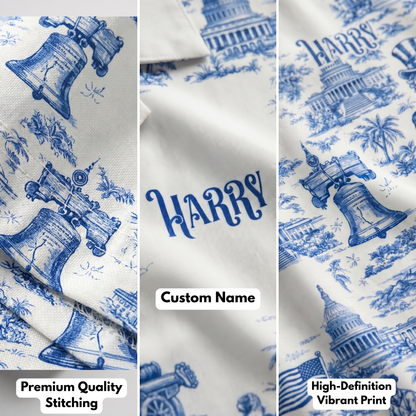 America 250th Anniversary Toile De Jouy Style Hawaii Shirt