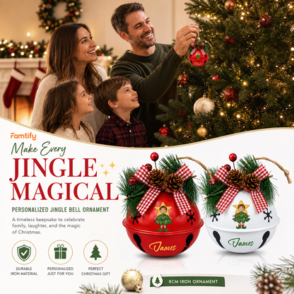 Personalized jingle bell ornament color options, durable iron, 8 cm ornament