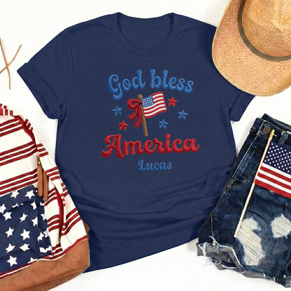 God Bless America - Patriotic USA Flag T-Shirt Design | Independence Day Graphic Tee