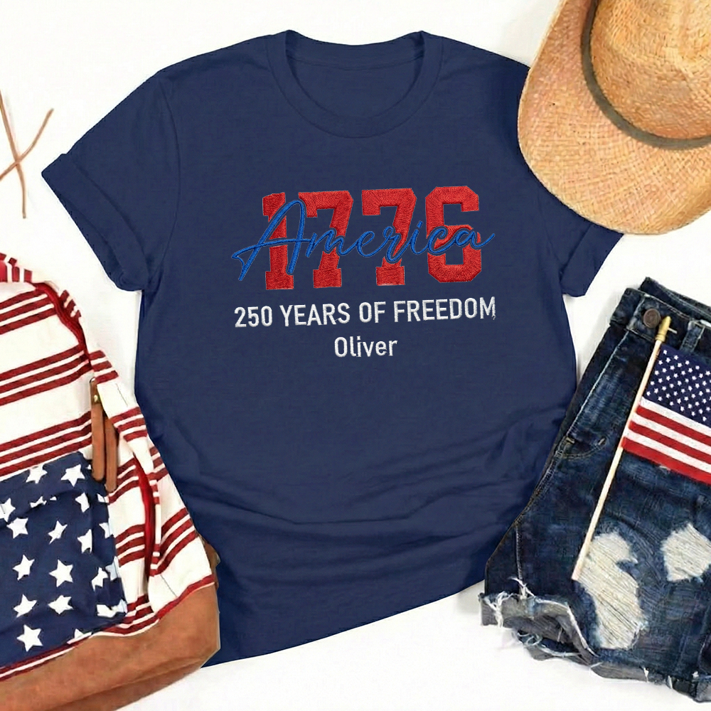 USA 250 Years - Embroidered American T-Shirt