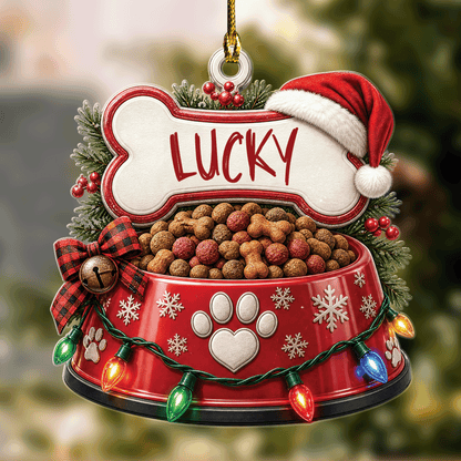 Personalized Pet Food Bowl Name Acrylic Ornament