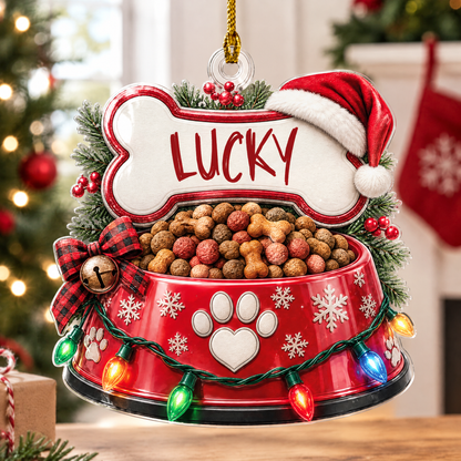 Personalized Pet Food Bowl Name Acrylic Ornament, view 3