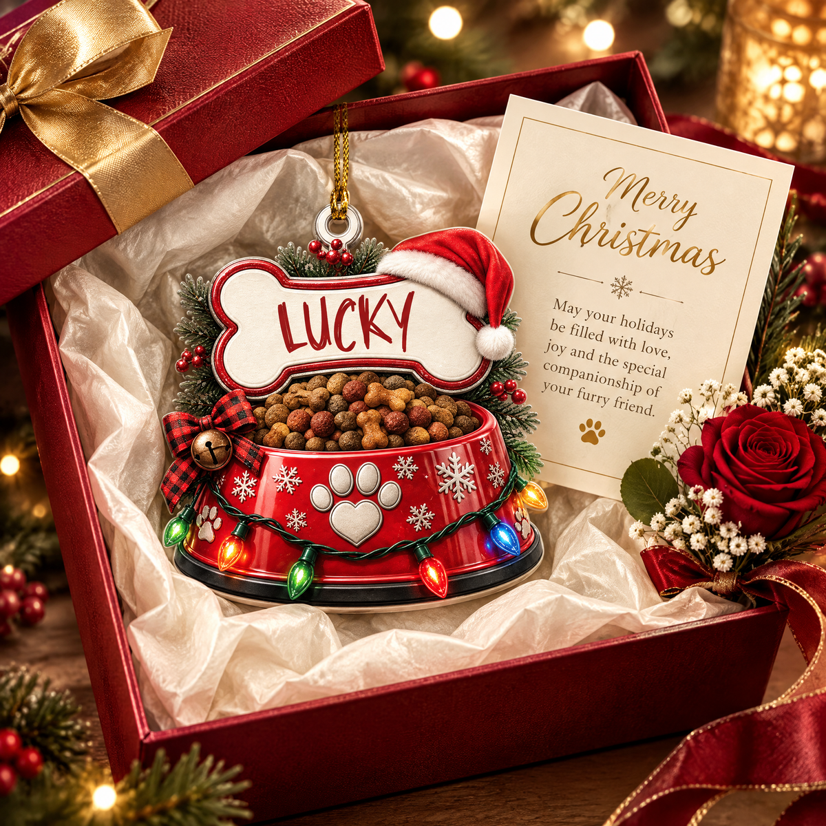 Personalized Pet Food Bowl Name Acrylic Ornament, view 5