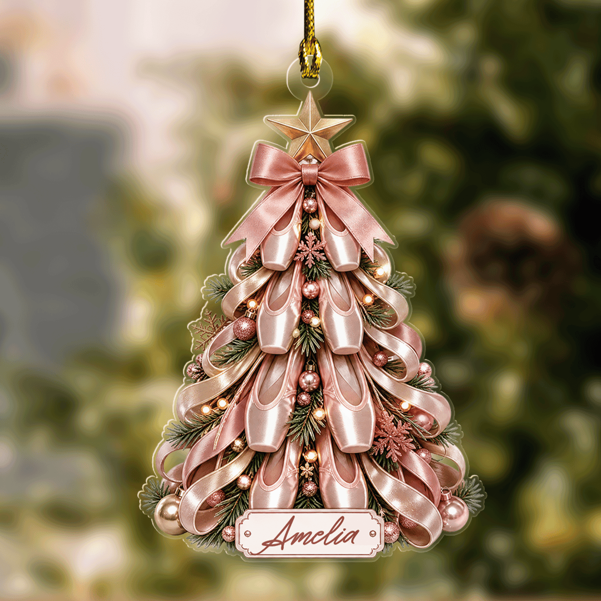 Personalized Ballet Shoes Christmas Tree Name Acrylic Ornament