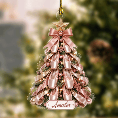 Personalized Ballet Shoes Christmas Tree Name Acrylic Ornament