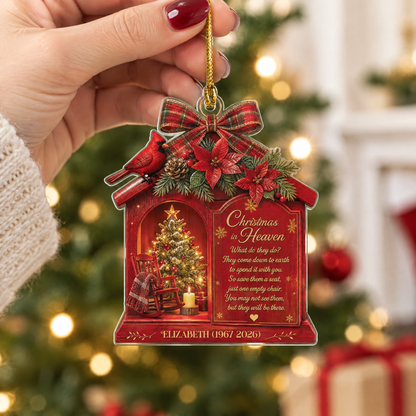 Personalized Christmas In Heaven Memorial Cardinal Acrylic Ornament, view 5