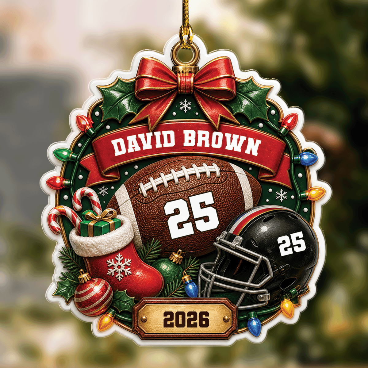 Personalized Football Player Name Number Acrylic Ornament