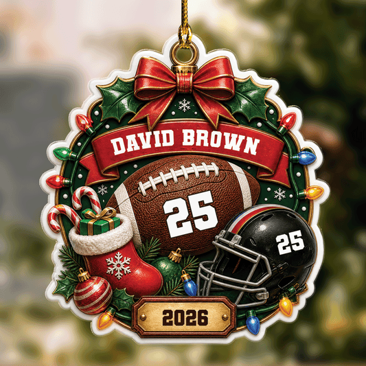Personalized Football Player Name Number Acrylic Ornament