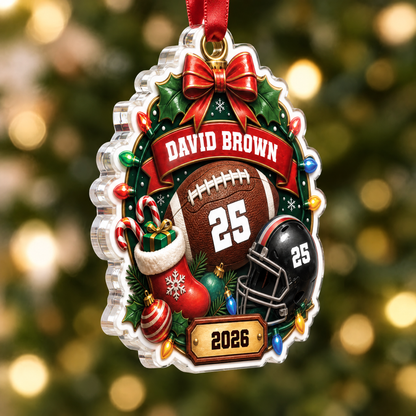 Personalized Football Player Name Number Acrylic Ornament, view 4