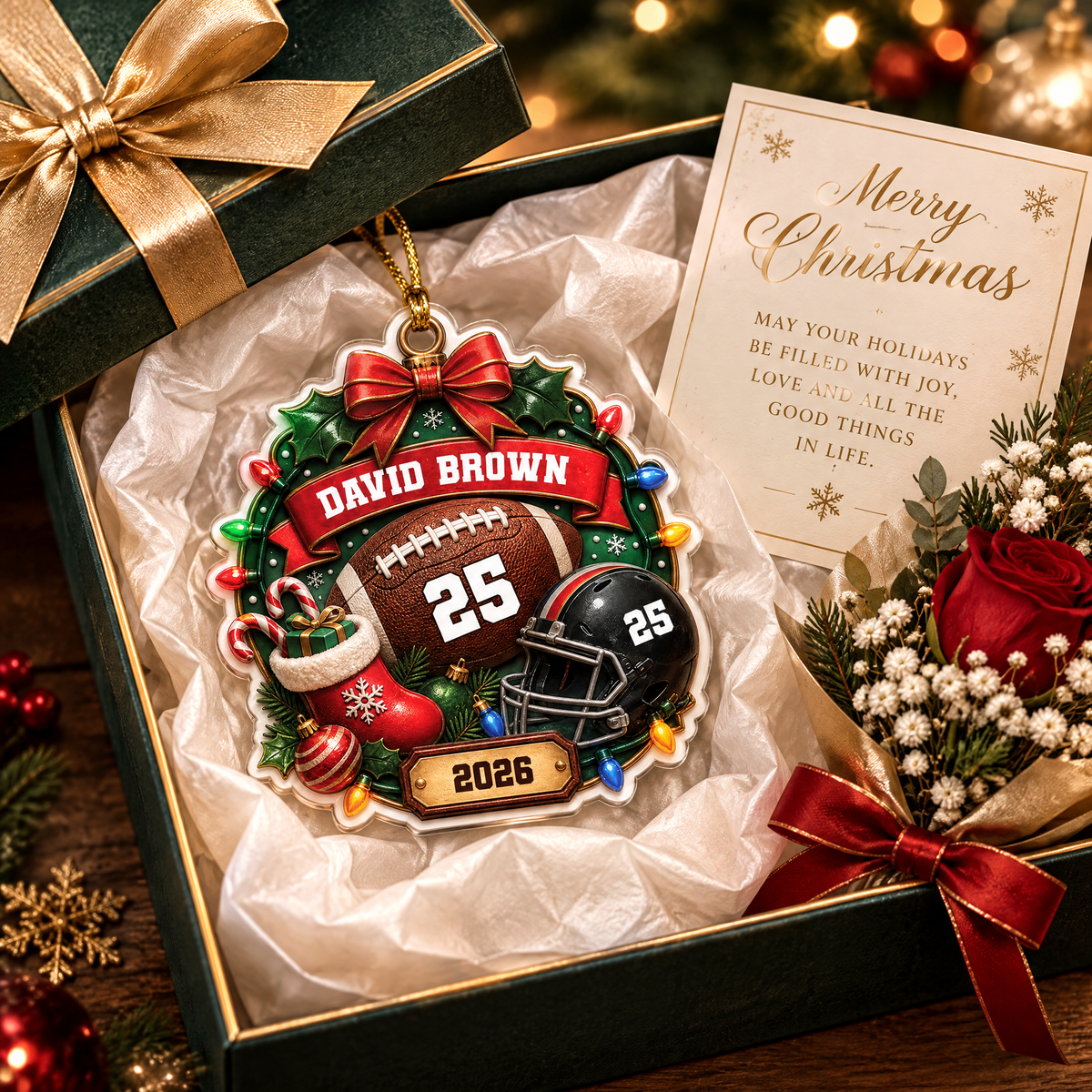 Personalized Football Player Name Number Acrylic Ornament, view 5