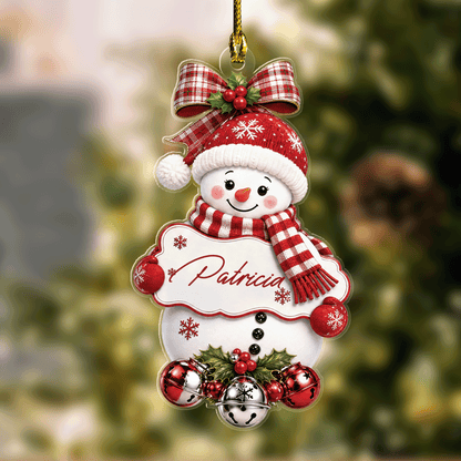 Personalized Snowman Name Sign Jingle Bells Acrylic Ornament
