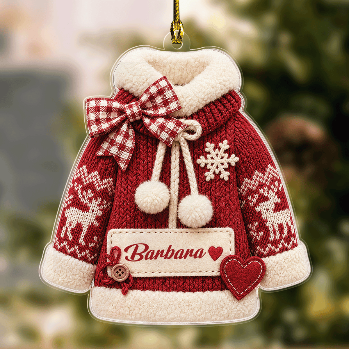 Personalized Knit Christmas Sweater Name Acrylic Ornament