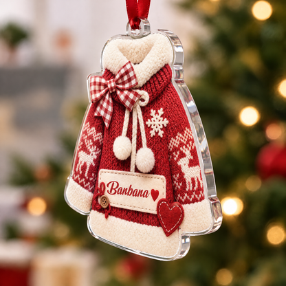 Personalized Knit Christmas Sweater Name Acrylic Ornament, view 4