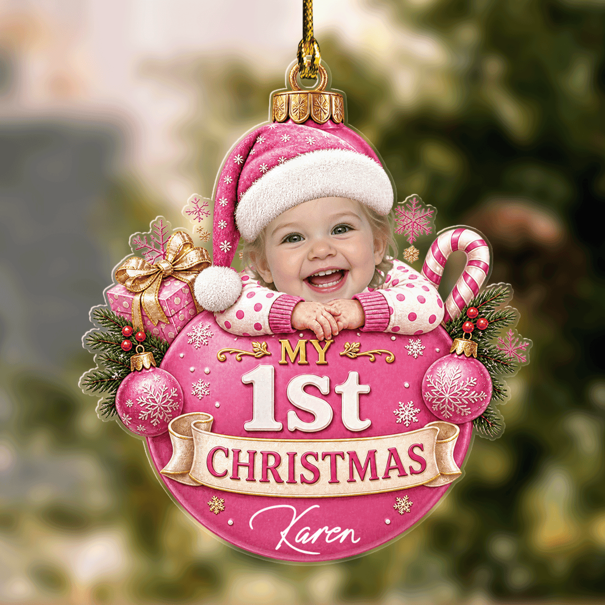 Personalized My 1st Christmas Baby Photo Acrylic Ornament