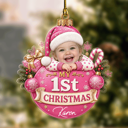 Personalized My 1st Christmas Baby Photo Acrylic Ornament