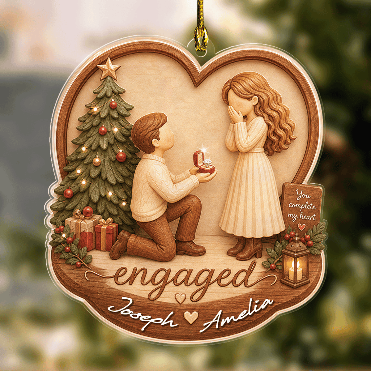 Personalized Engaged Couple Proposal Acrylic Ornament