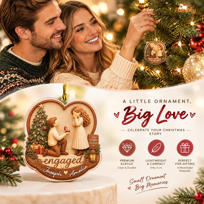 Personalized Engaged Couple Proposal Acrylic Ornament, view 2