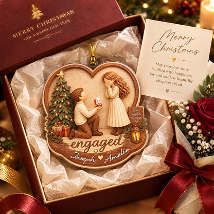 Personalized Engaged Couple Proposal Acrylic Ornament, view 5
