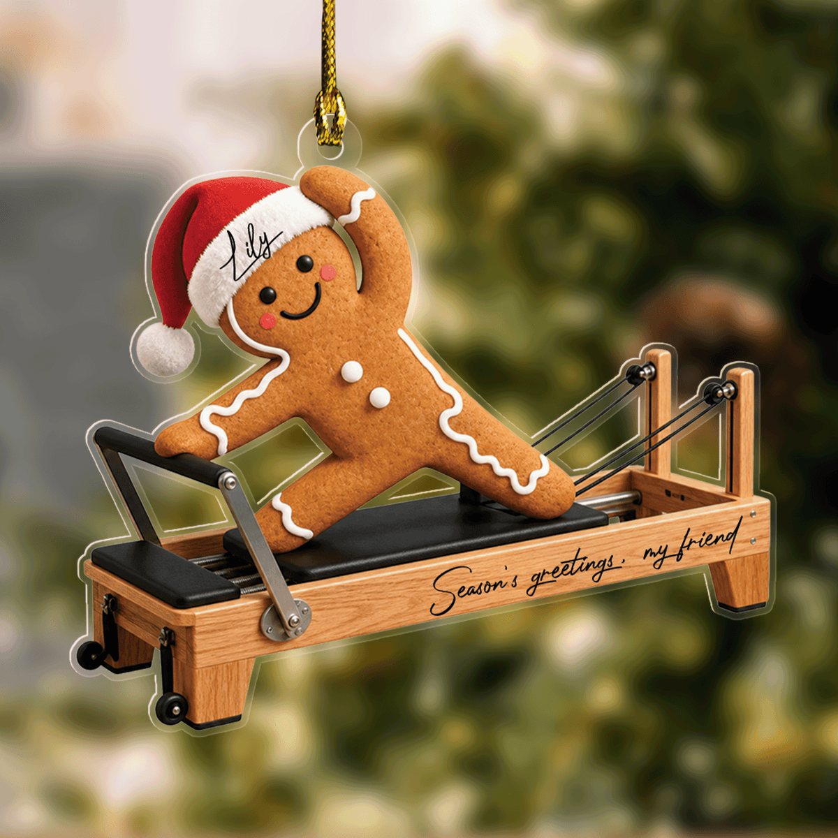 Personalized Gingerbread Pilates Reformer Acrylic Ornament